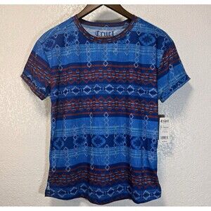 Cruel Denim Men’s S Southwestern Aztec Blue Red T-Shirt NWT CTK7351007